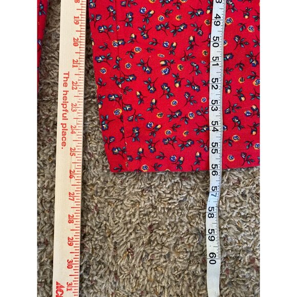 Red Floral Womens Overalls Sleeveless Wide-Leg Jumpsuit Cotton Blend - Picture 6 of 6